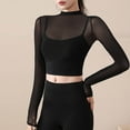 thumbnail image 2 of YUGYXL Sheer Mesh Crop Tops for Women Seamless Workout Top Long Sleeve Athletic Shirts Gym Yoga T-Shirt Sports Tees Black XXL, 2 of 5