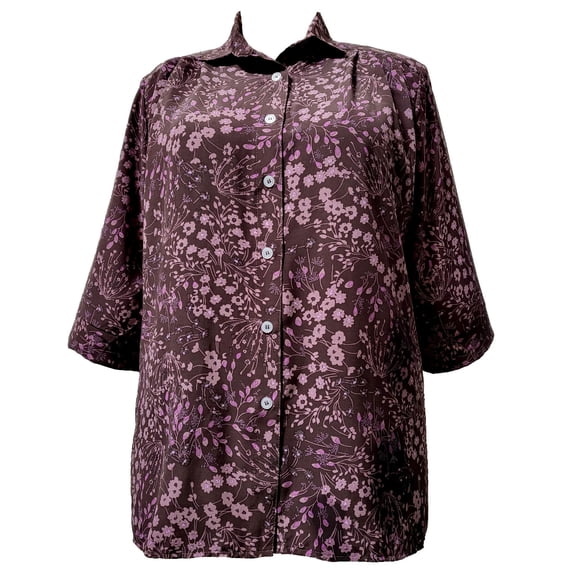 A Personal Touch Women's Plus Size 3/4 Sleeve Button-Front Tunic - Mauve Audra - 4x