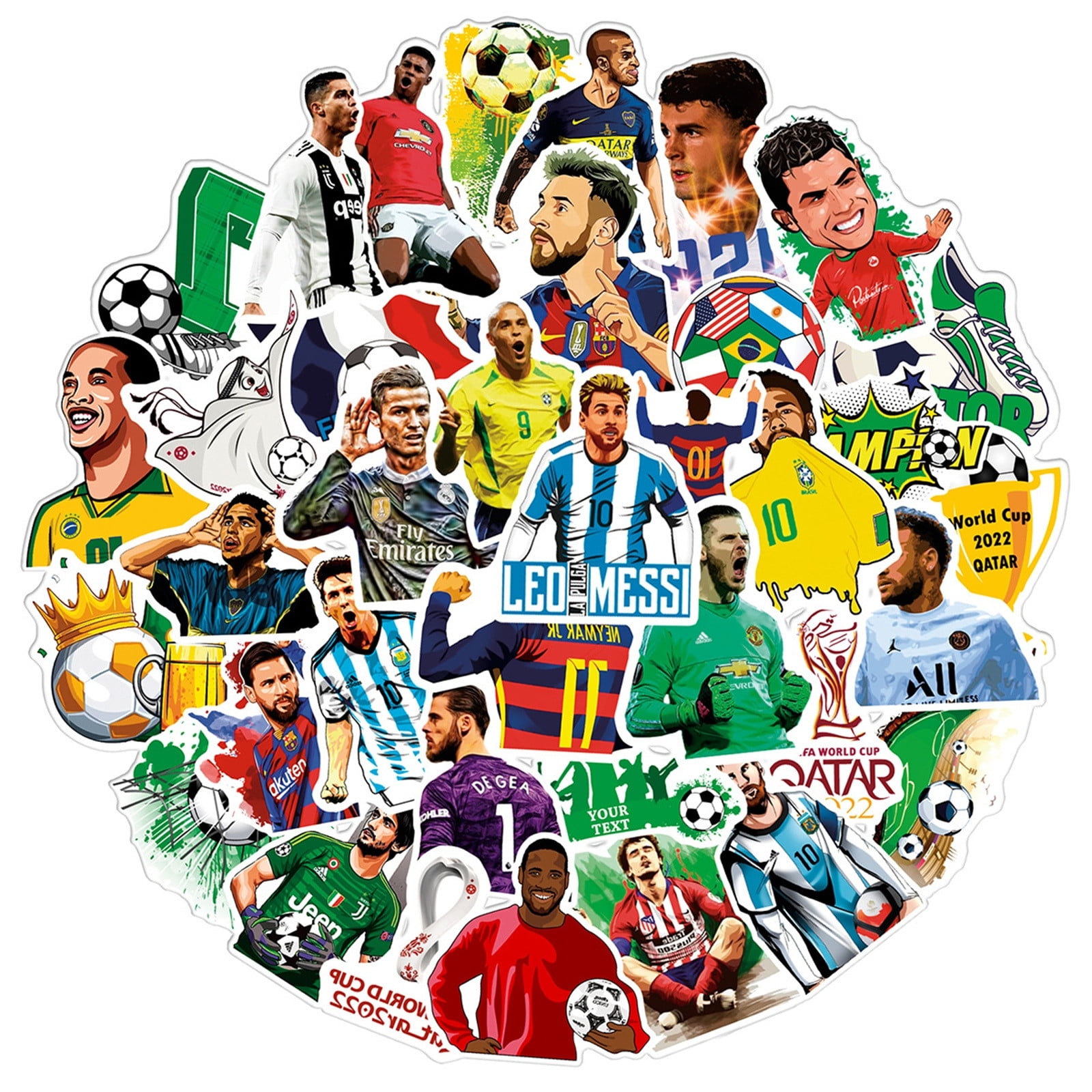 Penitue 1000 Pegatinas Holográficas De Fútbol De 3,8 Cm, Multicolores, Ideales Para Decorar Portátiles, Móviles Y Libretas