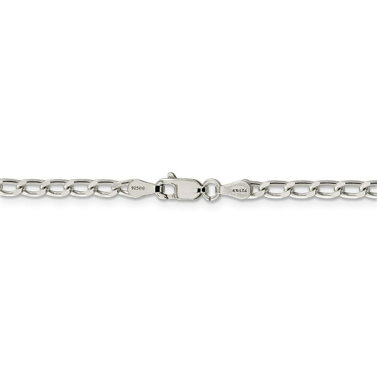 White Sterling Silver bracelet Open Link chain 20 in 3.2 mm