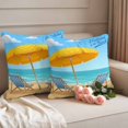 thumbnail image 2 of Outdoor Pillow Covers Pack of 2, Ocean Beach Blue Sky Loungers Waterproof Throw Pillowcase Cushion Cases, Sun Umbrella Starfish Decorative Pillow Cover for Couch Sofa Home Bed Patio, 2 of 9