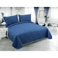 thumbnail image 1 of Marina Decoration Solid Embossed Pinsonic Coverlet Bedspread Bedding Ultra Soft Summer Quilt Set with Shams, Navy Blue Color, 1 of 6