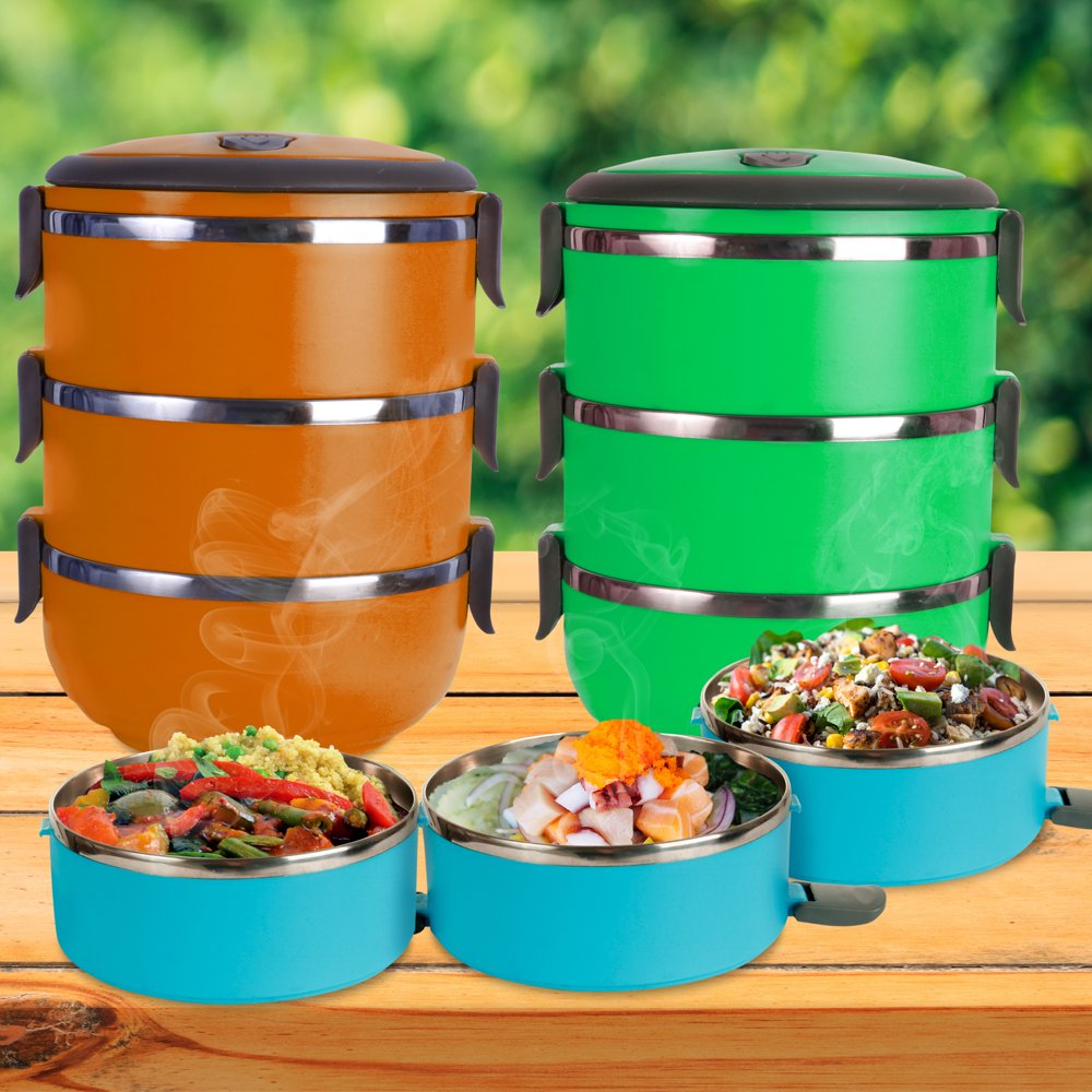 3 Compartment Stainless Steel Vacuum Sealed Lunch Box