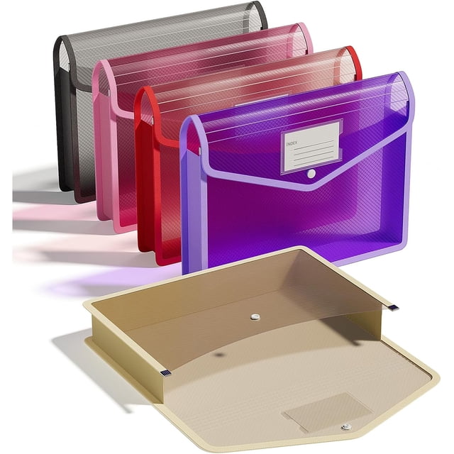 Carpeta de Archivo Expandible de Plástico, Sobres Transparentes con Cierre de Broche, Sin Divisores, Gran Capacidad, Organizador de Documentos para Recibos, Facturas y Impuestos