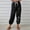 Black, variant on QUINDOS Women Pants Taper Ankle Length High Waisted Activewear Sweatpants Cotton Linen Print Athletic Fit Pants with Pockets