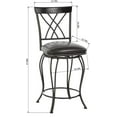 thumbnail image 3 of Vintage Bar Stools Set of 2, Retro Height Adjustable Bar Chairs with Accent Back and PU Leather Padded Seat for Home Bar or Kitchen Island - Black, 3 of 10