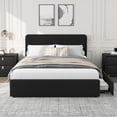thumbnail image 3 of Queen Bed Frame with Headboard & Storage Drawers, Corduroy Upholstered Platform Bed, No Box Spring Needed, Noise-Free, Easy Assembly, Black, 3 of 7