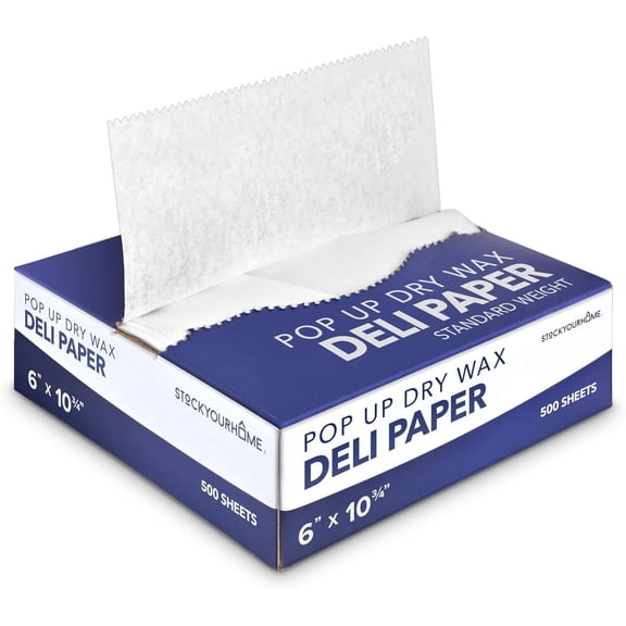 500 Count Pre-Cut Deli Wax Sheets, 6” Heavy Duty Pop Up Dry Wax for Restaurant, Disposable Deli Wrap for Burrito, Hot Dog or Sandwich,
