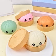 4 Inch Giant Glitter Dumpling Glitter Squishy Set - Large Mystery Dumpling Squishy with Steamer