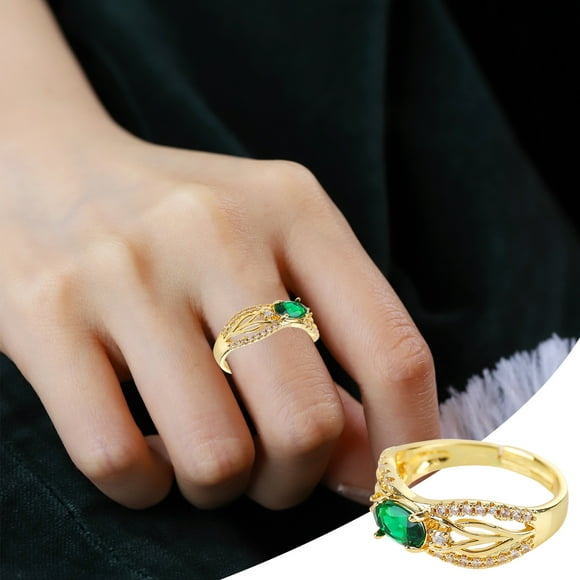 EGNMCR Room Decor, Home Decor, Wall Decor Gold Plated Crystal Double Copper And Zirconia Open End Adjustable Ring Copper and gold plated ring