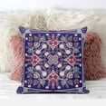 thumbnail image 2 of Paisley Leaf Geo Indoor/Outdoor Fabric Pillow with Zip in Dark Purple Pink 20", 2 of 5