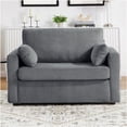 thumbnail image 6 of Twin Size Convertible Sleeper Sofa Loveseat with USB Ports, Side Table & Storage Pocket, Modern Corduroy for Small Spaces, Gray, 6 of 10