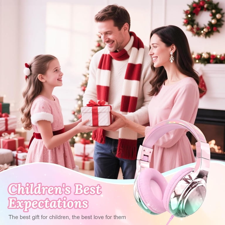 QearFun USB-C Kids Headphones, 85/94dB Volume Limit, Pink photo 2