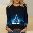 thumbnail image 2 of SELONE Christmas Shirts for Women Holiday Long Sleeve Xmas Pullover Tops Snowflake Tees Blouses Christmas Themed Clothing Christmas Outfits Ideas Holiday Attire Party Collection Green M, 2 of 6