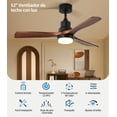 thumbnail image 2 of Ventilador de techo con luz de 52in/132CM,50W luz de ventilador de madera,con control remoto,ventilador de techo moderno de 3 aspas,motor CC reversible silencioso,ventilador de techo para patios, 2 of 5