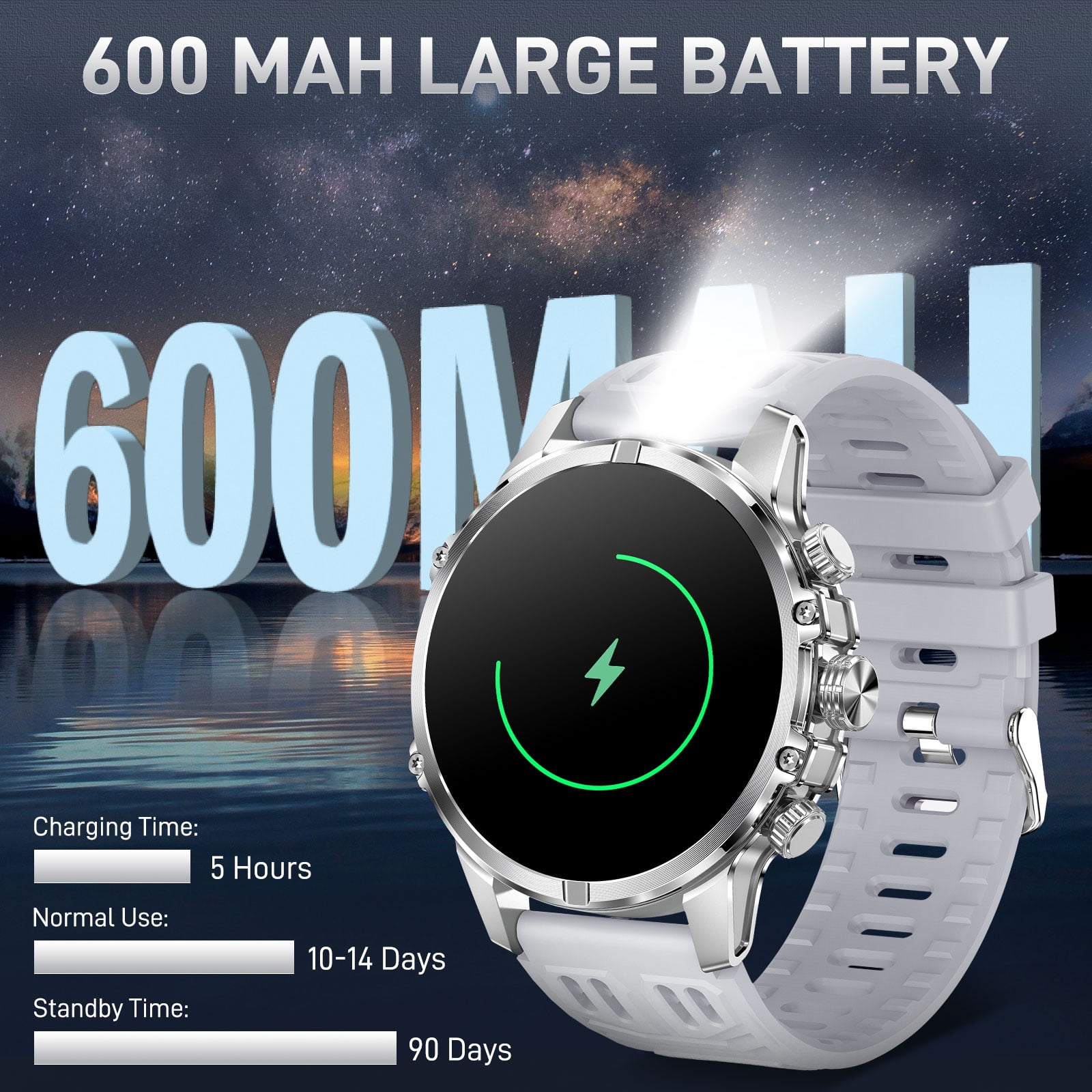 Cyberdyer Men's Smart Watch, 1.75" HD Screen, 100+ Sport Modes, 600mAh 15-Day Standby, Bluetooth Calling, iOS & Android Compatible