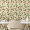 thumbnail image 3 of Ambesonne Leaf Peel & Stick Wallpaper for Home, Hawaiian Aloha Hibiscus, 13"x36", Peach Salmon Green, 3 of 6