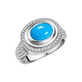 thumbnail image 3 of RYLOS Rings for Women 14K White Gold Ring Classic 9X7MM Oval Gemstone &  Diamonds December Turquoise Jewelry Size 6, 3 of 7