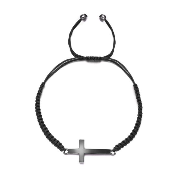 6.3-11.8 Inch Cross Friendship Bracelet Adjustable Braided Rope - Strand Wristband for Women Men Boy Girls - Handmade Braided Cross Black Red String Protection Jewelry