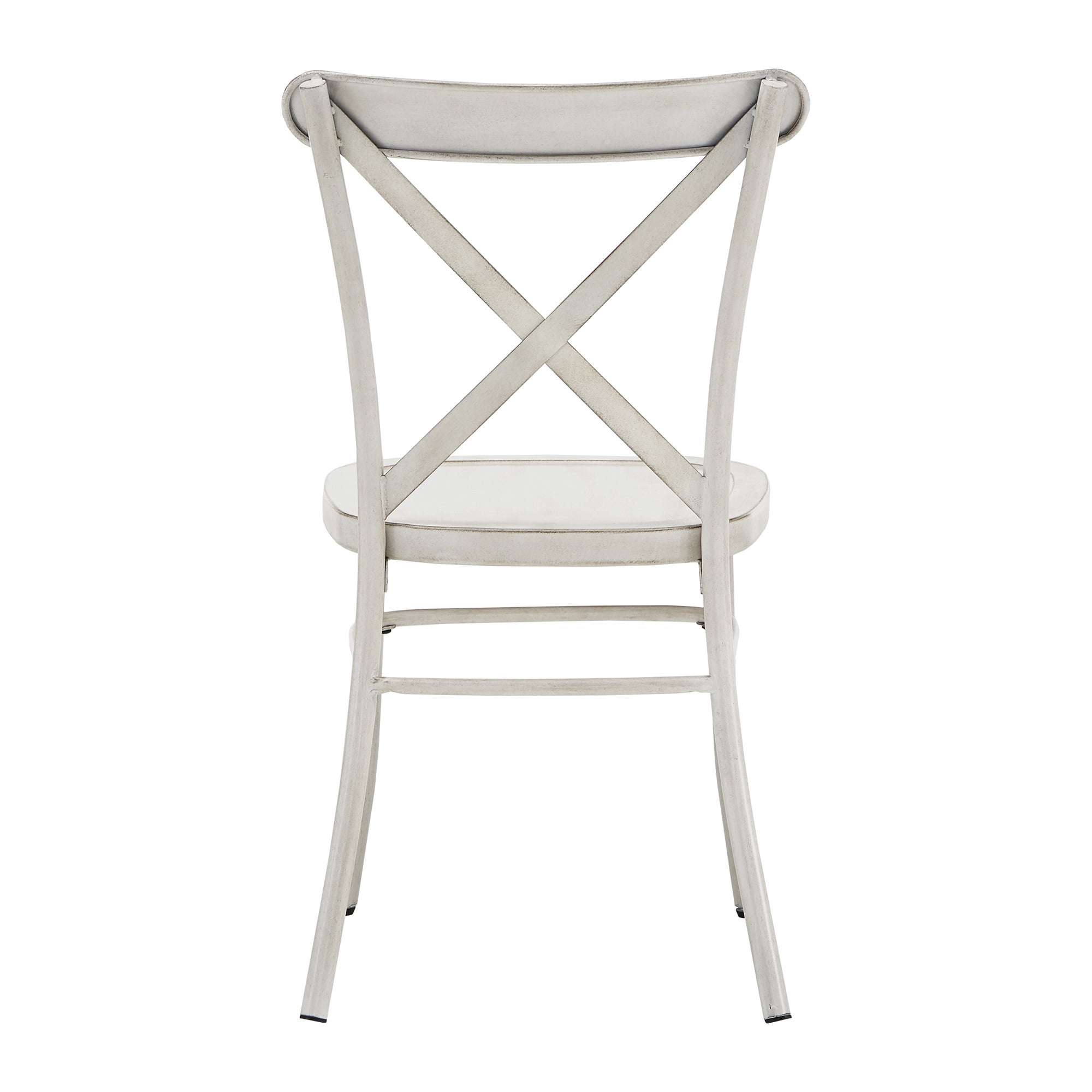 Weston Home Perry X-Back Metal Dining Chairs, Set of Two, Antique White