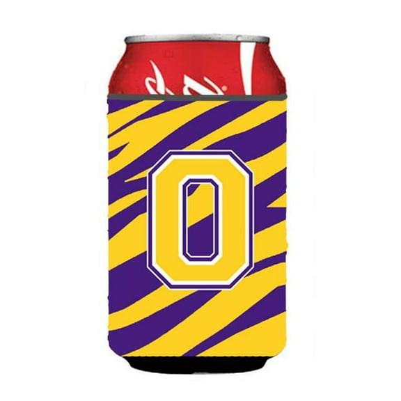 Monogram - Tiger Stripe - Purple Gold Can Or Bottle Initial O