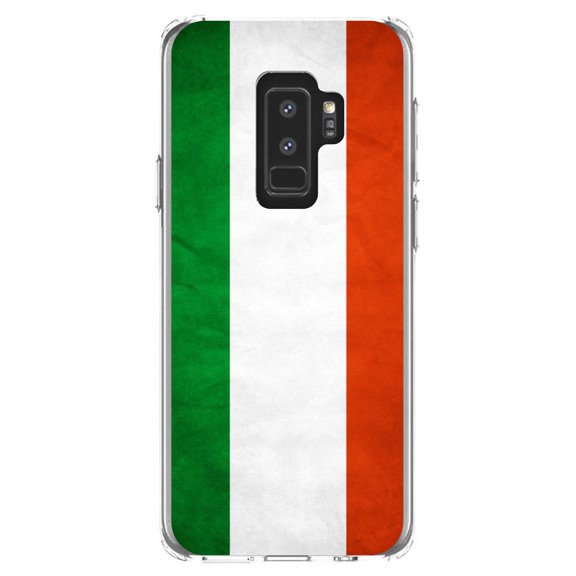 DistinctInk Clear Shockproof Hybrid Case for Samsung Galaxy S9  PLUS (6.2" Screen) - TPU Bumper, Acrylic Back, Tempered Glass Screen Protector - Hungary Old Flag
