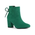 thumbnail image 1 of Unique Bargains Women's Round Toe Chunky Heels Ankle Booties Emerald Green (Size 7), 1 of 8