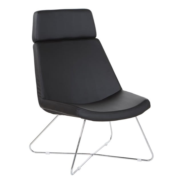 Chaise d'Appoint Geena en Tissu Dillon Noir avec Base de Traîneau Chromée