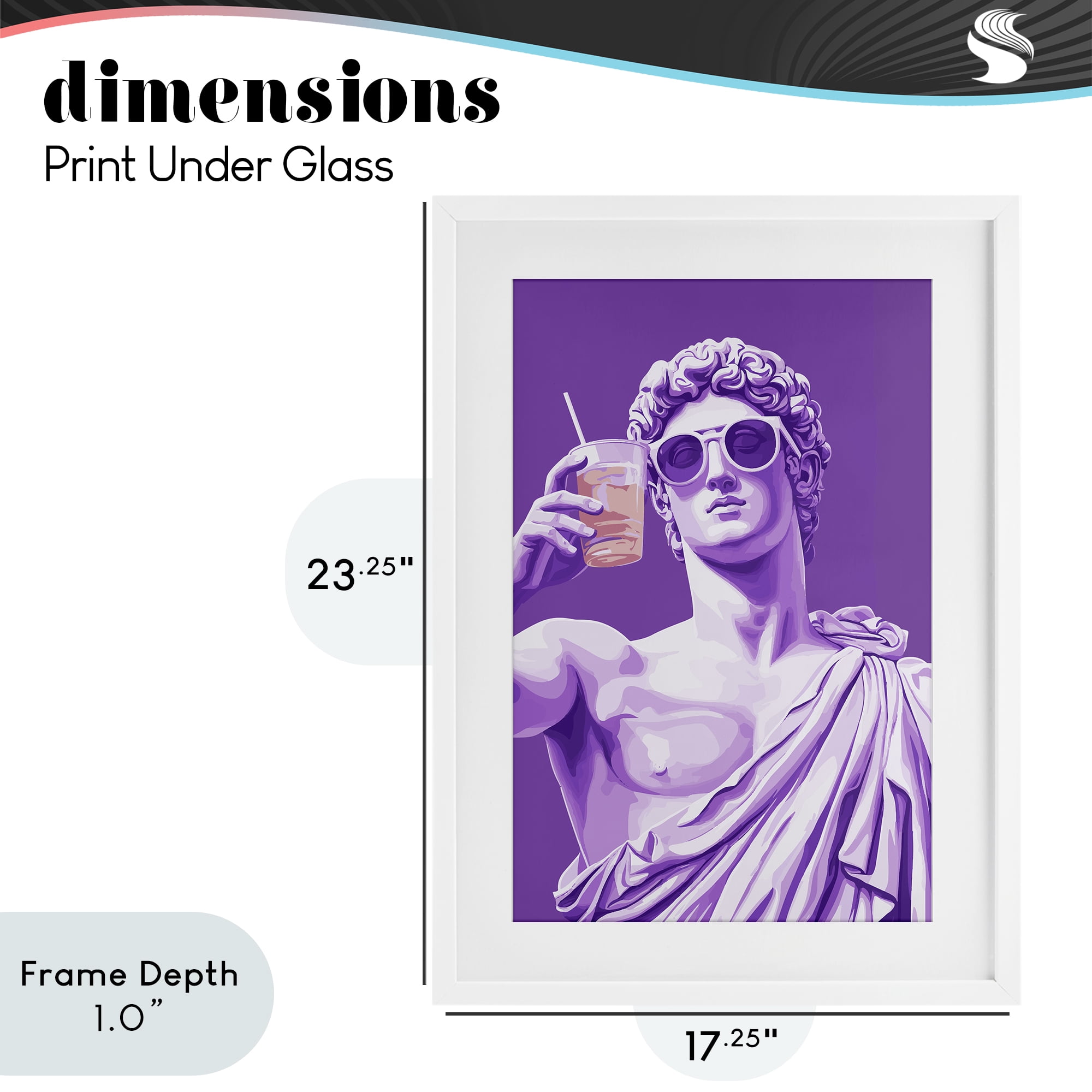 Stupell Industries Greek Statue Cheers White Framed Print Under Glass, design by Andreas Magnusson