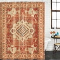 thumbnail image 2 of Orange Boho Shower Curtain, Waterproof Shower Curtains for Bathroom, Geometric Antique Tribal Retro Ethnic Washable Fabric Bathtub Curtain Set Bath Decor with 12 Hooks Stall 36"x72", 2 of 8