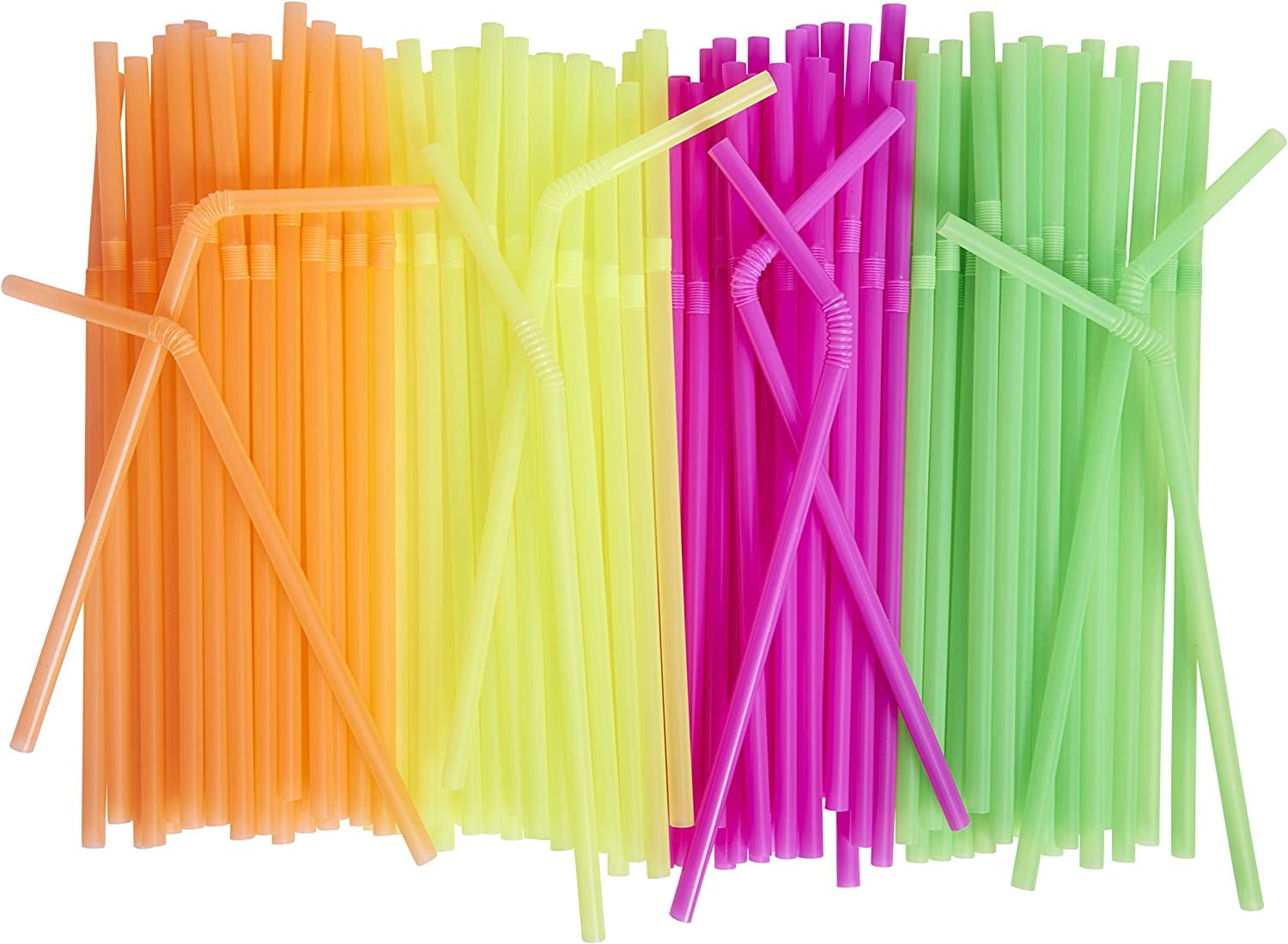 Sip N' Joy Flexible Straws Drinking Plastic Straws Disposable, Assorted