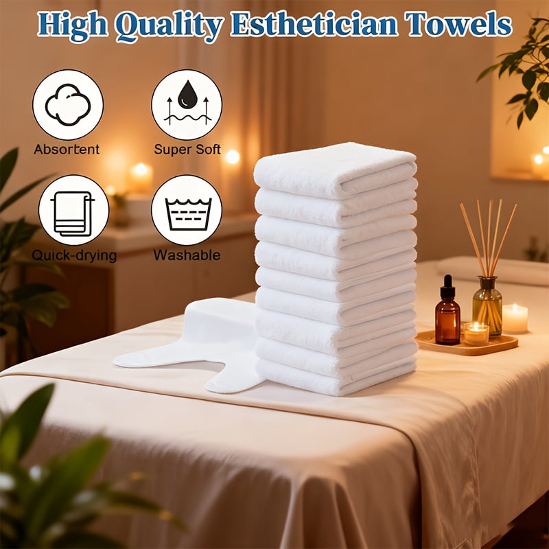 12Pcs U Shaped Spa Facial Towels Set, Soft Microfiber Face Wrap Towels with Split, Absorbent Spa Towels for Salon Facial Care Steam Treatment Massage