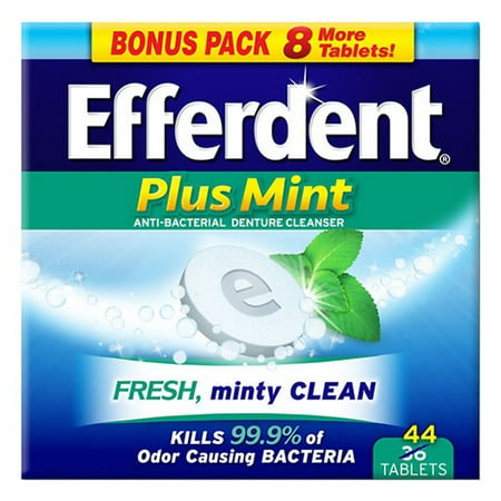 Efferdent Plus Mint Anti-Bacterial Denture Cleanser Tablets, Fresh Minty Clean - 44 Ea, 3 (The Best Way To Clean Dentures)