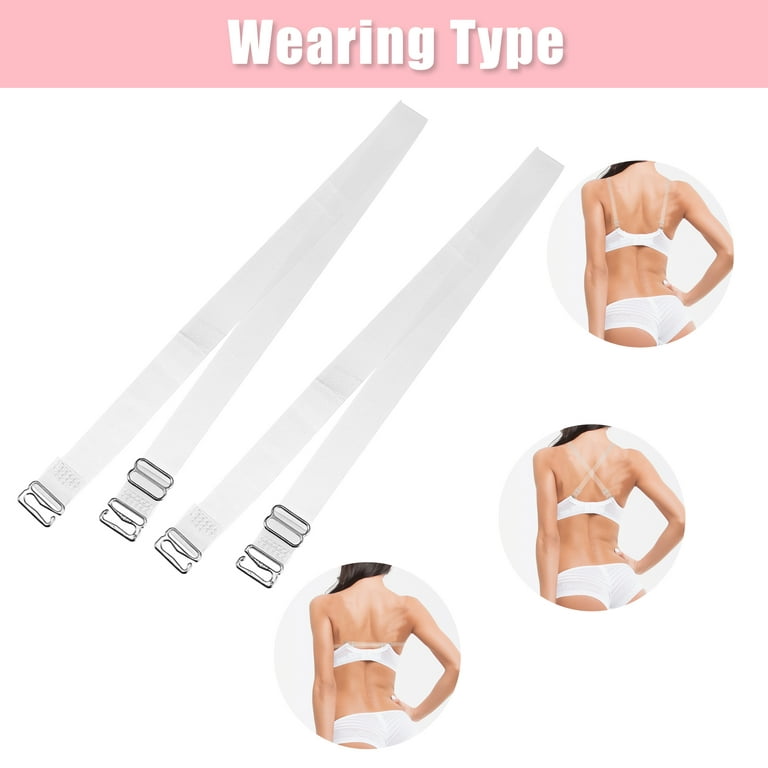 Unique Bargains 3Pairs Clear Bra Strap Stainless Steel Hook Shoulder Strap  ABS 18mm 