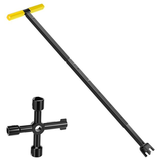 HLONK Water Meter Key Carbon Steel Water Shut Off Tool Rustproof Way Utility Key Easy to Use Water Meter Valves Adjustable Length Water Meter Wrench Effort Saving for Water Pipes