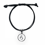 Japanese Hiragana Character RA Bracelet Leather Rope Wristband Black Jewelry