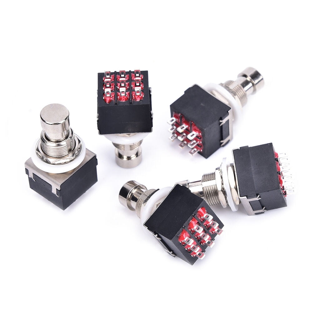 5x 3PDT 9Pin Guitar Effects Stomp Switch Pedal Box Foot Metal True