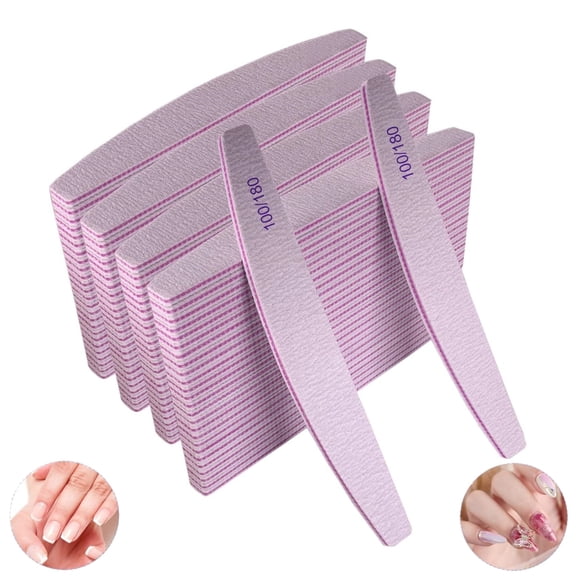 100/180 Grit Nail File Bulk Pack, 100 Pcs Double Sided Emery Boards, 7 Inch Professional Nail Files