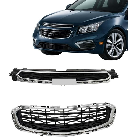 Labwork Front Grille Upper and Lower Black with Chrome Frame Mesh Style Replacement for Cruze Limited 2015 2016 GM1200747
