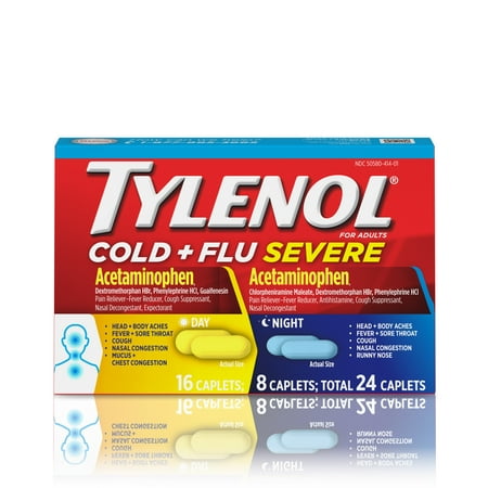 Tylenol Cold + Flu Severe Day & Night Caplets Combo Pack, 24