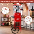 thumbnail image 4 of Nyddle 10Oz Popcorn Machine with Cart,Stainless-Steel Kettle,Wheels & Reject Kernel Tray,Theater-Style Popcorn Maker for Home & Events,Measuring 3 Plastic Spoons,Gift for Christmas and Family,Red, 4 of 10