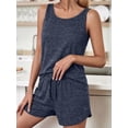 thumbnail image 2 of MOSHU Two Piece Lounge Sets for Women Solid Tank Tops and Knot Front Shorts Pajama Sets Drawstring Loungewear, 2 of 7