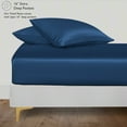 thumbnail image 5 of LINENWALAS Full Sheet Sets, Cooling Sheets, Rayon Derived from Bamboo, Deep Pocket Up to 16", Breathable & Soft Bed Sheets, Luxury Silky Bedding Sheets (Full, Navy Blue), 5 of 9