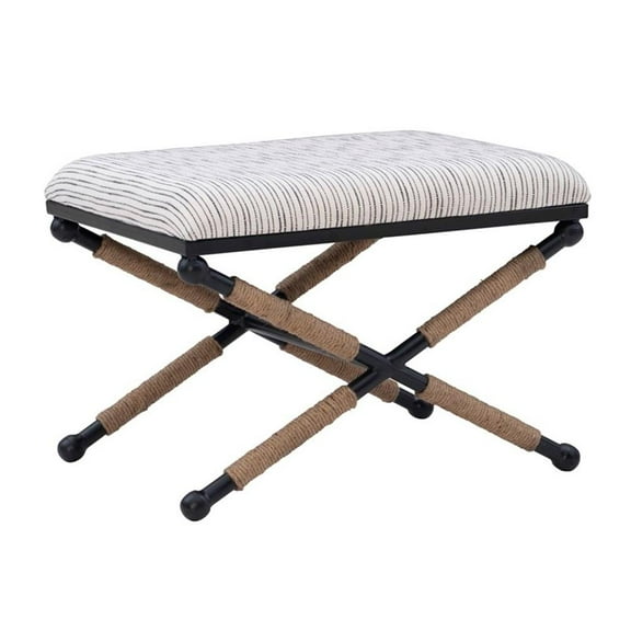 Riverbay Furniture Modern Metal Campaign Accent Stool in Black