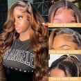 thumbnail image 4 of RKSTN Mid Split Toupee Brown Center-Parted Long Curly Wavy Lace Front Synthetic Wig, 4 of 8