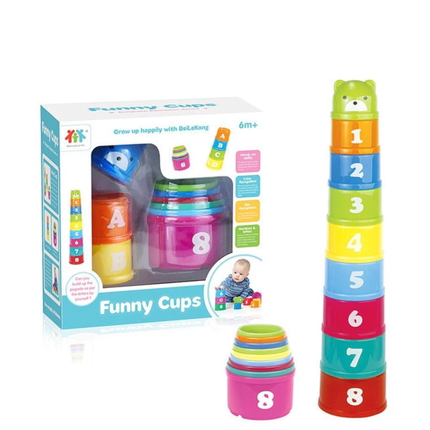 De Tazas Apilables Divertidas Para Bebés, Juguete Para Contar Y Letras, Juguetes Educativos Para Niños, Tazas De Arcoíris, Torre Apilable, Mini Oso, Regalos De Juguete 1 Juego Moyic FN003163-00