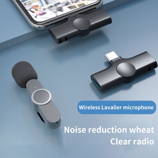 Gwong Electrónica Lapel Micrófono Plug Play 20M Rango de transmisión ABS Bluetooth Compatible con Bluetooth 5.0 MIC confiable para Tipo C
