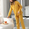 thumbnail image 3 of Defitshape Women's Cute Pajamas Cotton Pajama Set Long Sleeve Winter V Neck Fall Pjs Yellow Small, 3 of 4