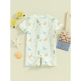 thumbnail image 5 of Yunliwuli Kids Boys Summer Swimsuit Casual Tree/Dinosaur Print Zipper Short Sleeve Jumpsuit Swimwear Beachwear Bathing Suit, 5 of 10