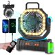 thumbnail image 1 of ADUST Ventilador de camping portátil con luz LED – 20000 mAh recargable, oscilante con rotación de 360 ​​grados, gancho para colgar para tiendas de campaña, ventilador de escritorio USB, 1 of 5